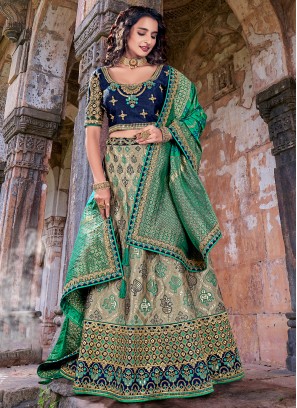 Preferable Multi Colour Banarasi Silk Designer Lehenga Choli