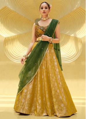 Preferable Mustard Embroidered Readymade Lehenga Choli