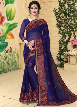 Preferable Navy Blue Classic Saree