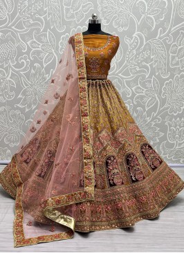 Preferable Net Multi Colour Sequins Long Choli Lehenga