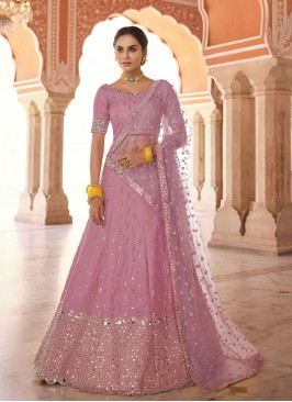 Preferable Pink Ceremonial A Line Lehenga Choli