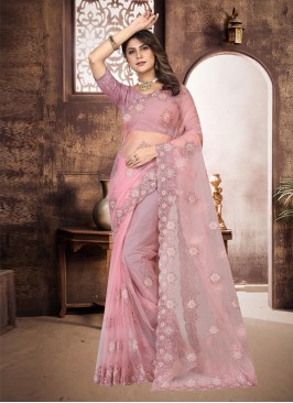 Preferable Pink Ceremonial Trendy Saree