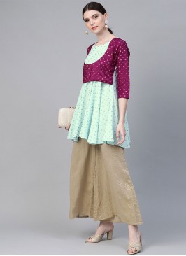 Preferable Print Multi Colour Faux Crepe Designer Kurti