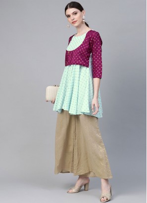 Preferable Print Multi Colour Faux Crepe Designer Kurti