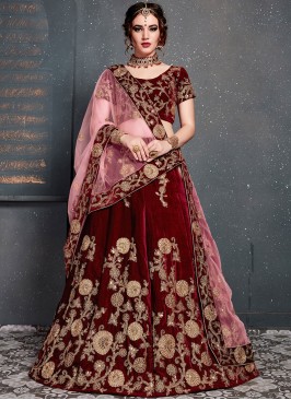 Preferable Red Velvet Designer Lehenga Choli