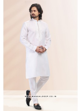 Refreshing Off White Premium Linen Cotton Kurta Pant with Pintuck Work