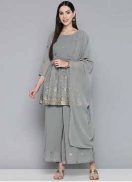 Prepossessing Georgette Floral Print Trendy Salwar Suit