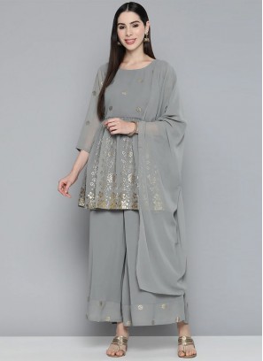 Prepossessing Georgette Floral Print Trendy Salwar Suit