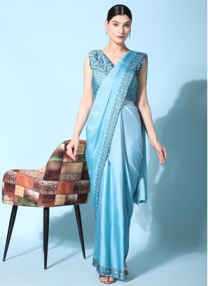 Prepossessing Georgette Satin Contemporary Style Saree