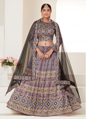 Prepossessing Grey Wedding A Line Lehenga Choli