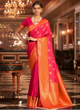 Prepossessing Handloom silk Pink Trendy Saree