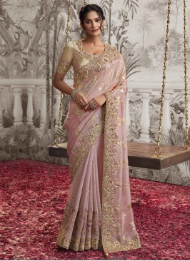 Prepossessing Pink Fancy Fabric Classic Saree