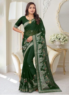 Pretty Georgette Green Trendy Saree