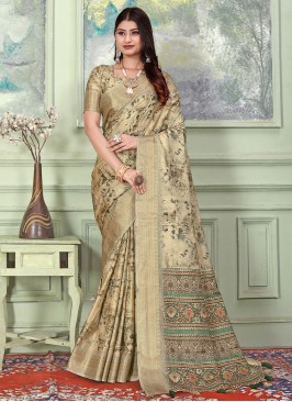 Prime Cream Banarasi Silk Classic Saree