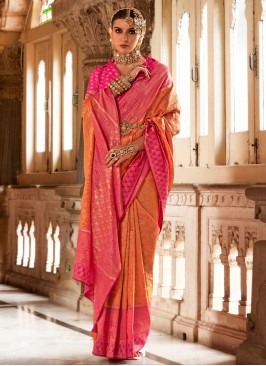 Prime Orange and Pink Party Saree