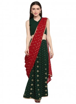 Prime Print Georgette Green Saree