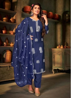 Princely Blue Readymade Salwar Kameez