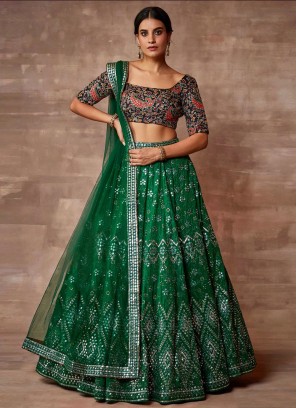 Princely Green Sangeet A Line Lehenga Choli