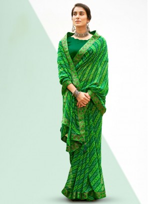 Princely Printed Party Bandhani Saree