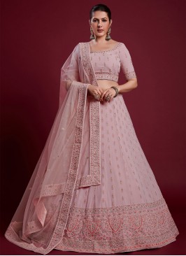 Princely Sequins Pink Georgette Trendy Lehenga Choli