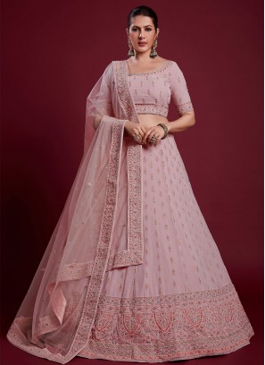 Princely Sequins Pink Georgette Trendy Lehenga Choli