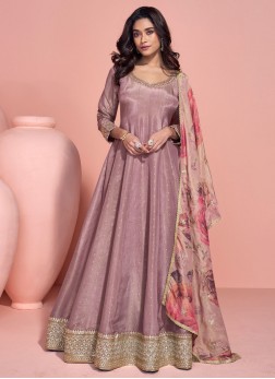 Princely Shimmer Purple Long Length Anarkali Salwa