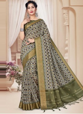 Printed Art Silk Classic Saree in Multi Colour