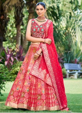 Pristine Embroidered Red Readymade Lehenga Choli