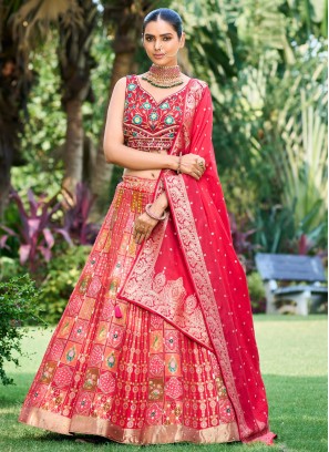 Pristine Embroidered Red Readymade Lehenga Choli