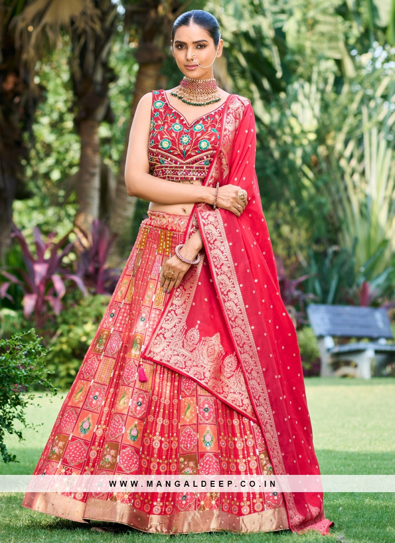 Fancy Pink Color Embroidered Bridal Lehenga