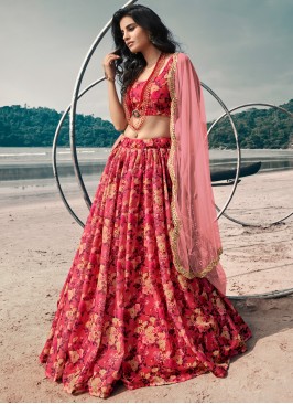 Pristine Red Printed Lehenga Choli