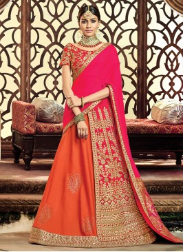 Prodigious Gota Work Orange and Pink Trendy Saree