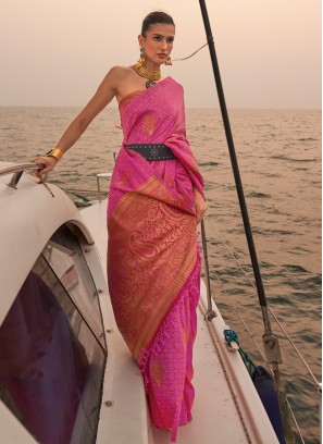 Prodigious Weaving Pink Classic Saree