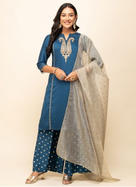 Prominent Blue Ceremonial Salwar Kameez