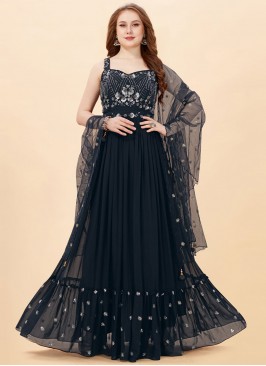 Prominent Embroidered Layered Gown