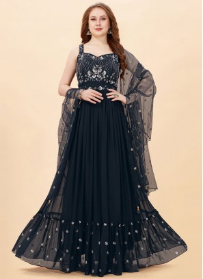 Prominent Embroidered Layered Gown