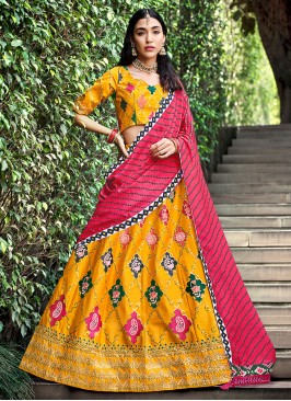 Prominent Embroidered Yellow Lehenga Choli