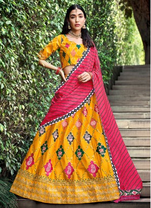 Prominent Embroidered Yellow Lehenga Choli