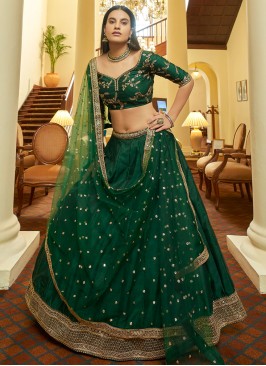 Prominent Green Zari Art Silk Bollywood Lehenga Choli