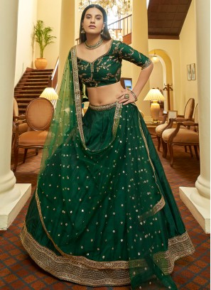 Prominent Green Zari Art Silk Bollywood Lehenga Choli