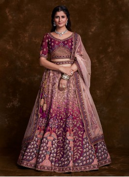 Prominent Multi Colour Zari Art Silk Trendy Lehenga Choli