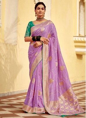 pure-dola Contemporary Saree in Lavender