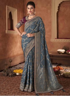 pure-dola Trendy Saree in Grey