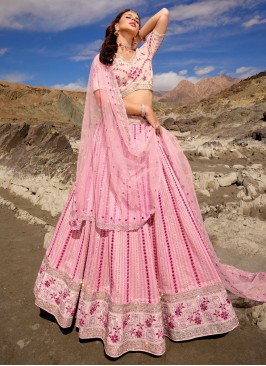 Pure Georgette Pink Lehenga Choli