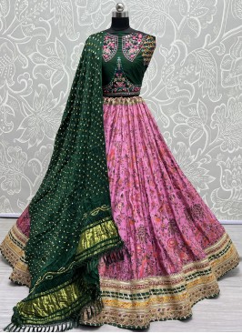 Pure Silk Pink Embroidered Lehenga Choli