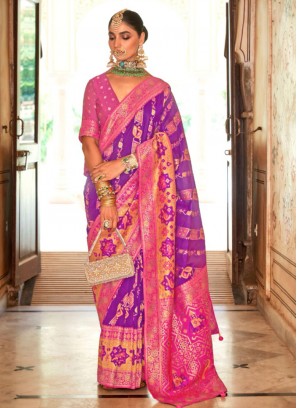 Purple Banarasi Silk Designer Saree