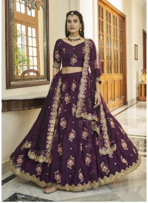 Purple Beautiful Zari And Embroidery Party Wear Lehenga Choli