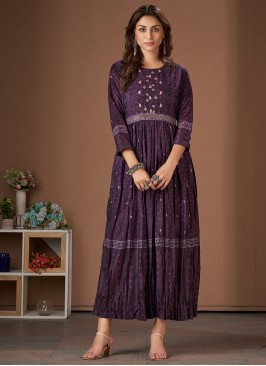 Purple Ceremonial Party Wear Kurti