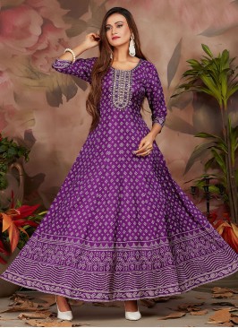 Purple Ceremonial Silk Designer Gown