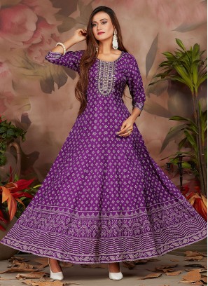 Purple Ceremonial Silk Designer Gown